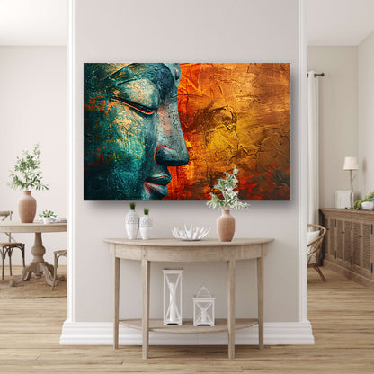 Mystieke Boeddha kunst met kleurrijke texturen poster