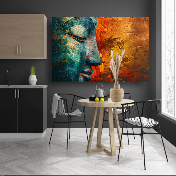 Mystieke Boeddha kunst met kleurrijke texturen poster