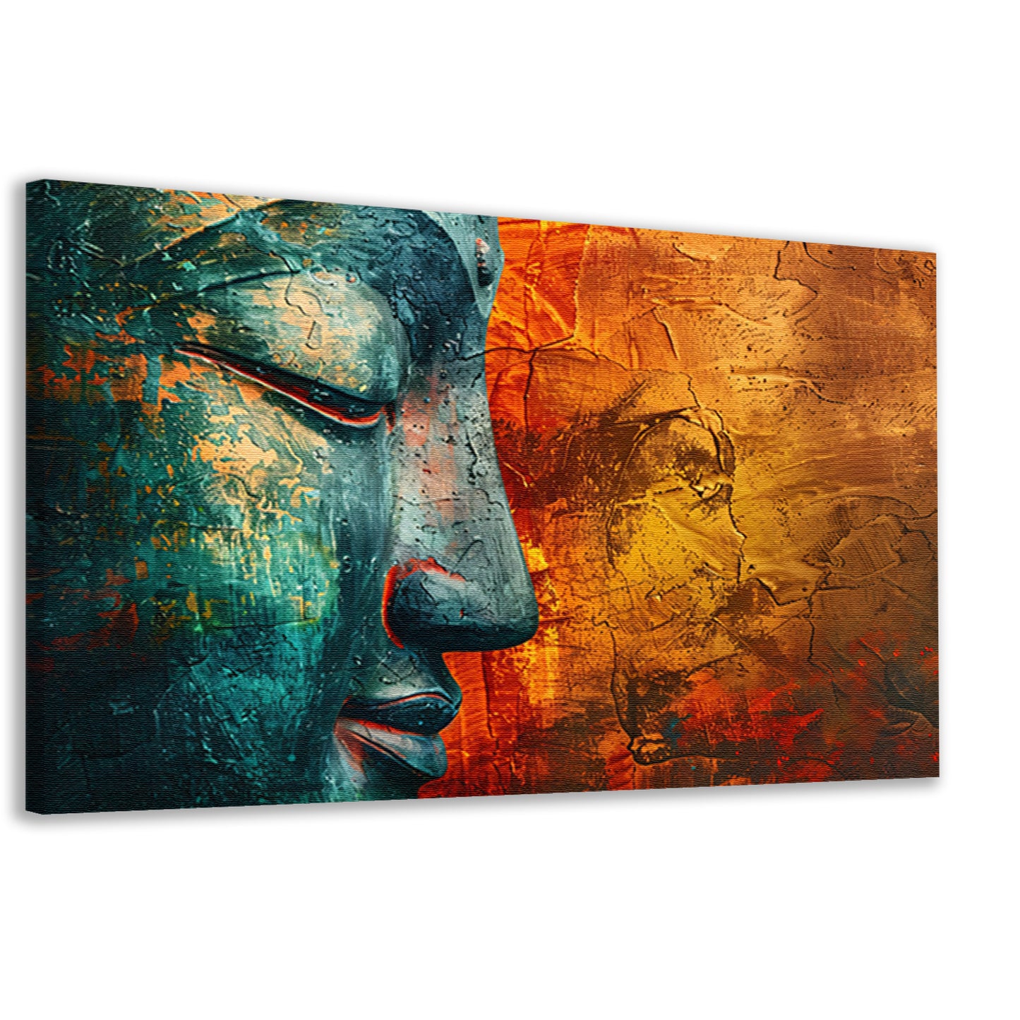 Mystieke Boeddha kunst met kleurrijke texturen canvas