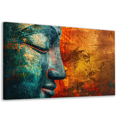 Mystieke Boeddha kunst met kleurrijke texturen canvas