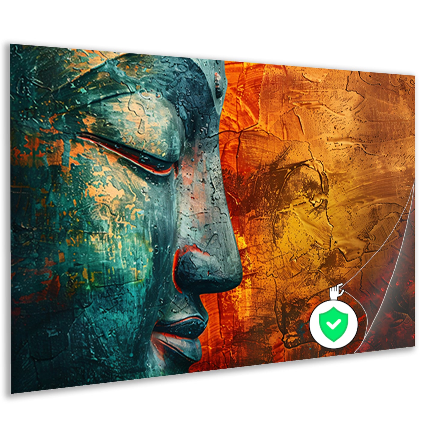 Mystieke Boeddha kunst met kleurrijke texturen poster