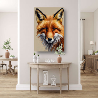 Gedetailleerd schilderij van een vos canvas met baklijst