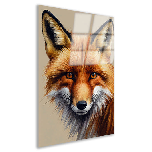 Gedetailleerd schilderij van een vos acrylglas