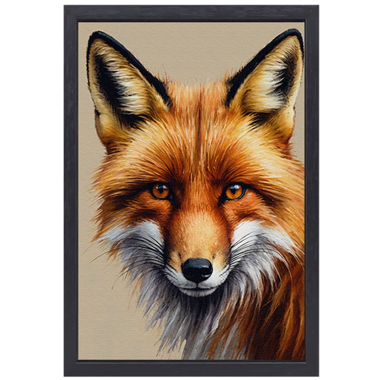 Gedetailleerd schilderij van een vos canvas met baklijst