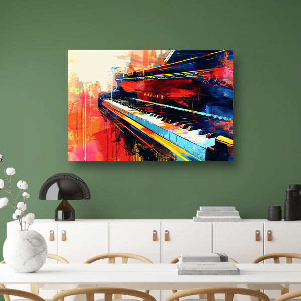 Abstracte kleurrijke piano in beweging   poster