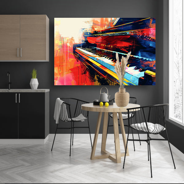 Abstracte kleurrijke piano in beweging   acrylglas