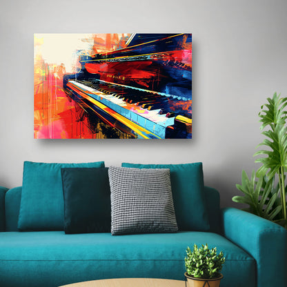 Abstracte kleurrijke piano in beweging  canvas