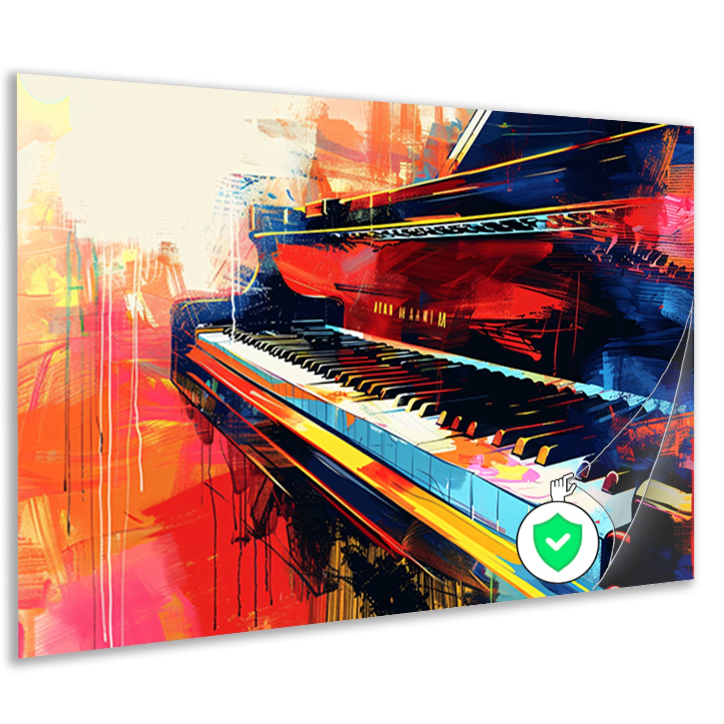 Abstracte kleurrijke piano in beweging   poster