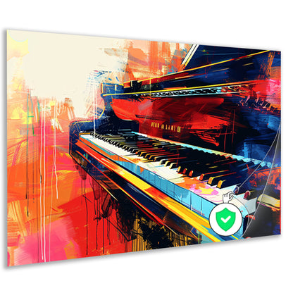 Abstracte kleurrijke piano in beweging   poster