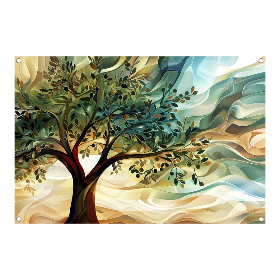 Abstracte olijfboom met takken tuinposter