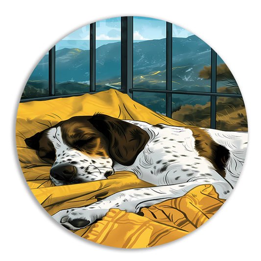 Slapende hond met berglandschap forex muurcirkel