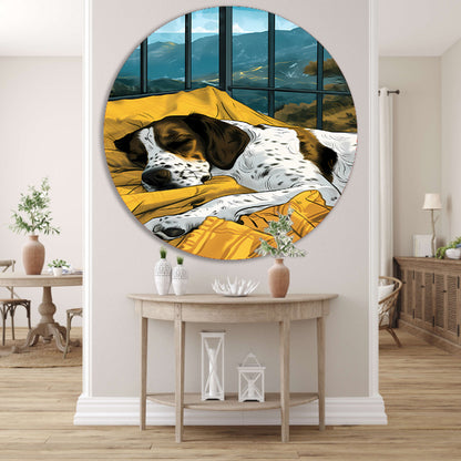 Slapende hond met berglandschap forex muurcirkel