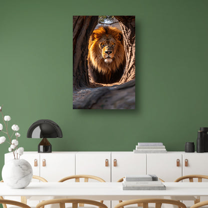 Portret van een Leeuw in een Boom canvas