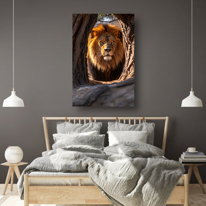 Portret van een Leeuw in een Boom canvas