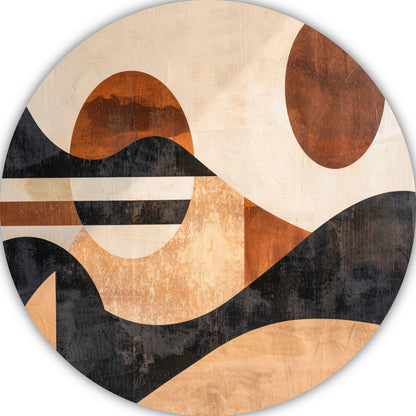 Zonsondergang in abstracte geolandscapes aluminium muurcirkel