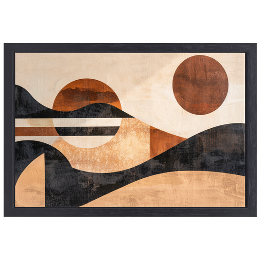 Zonsondergang in abstracte geolandscapes canvas met baklijst