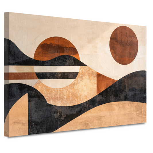 Zonsondergang in abstracte geolandscapes canvas