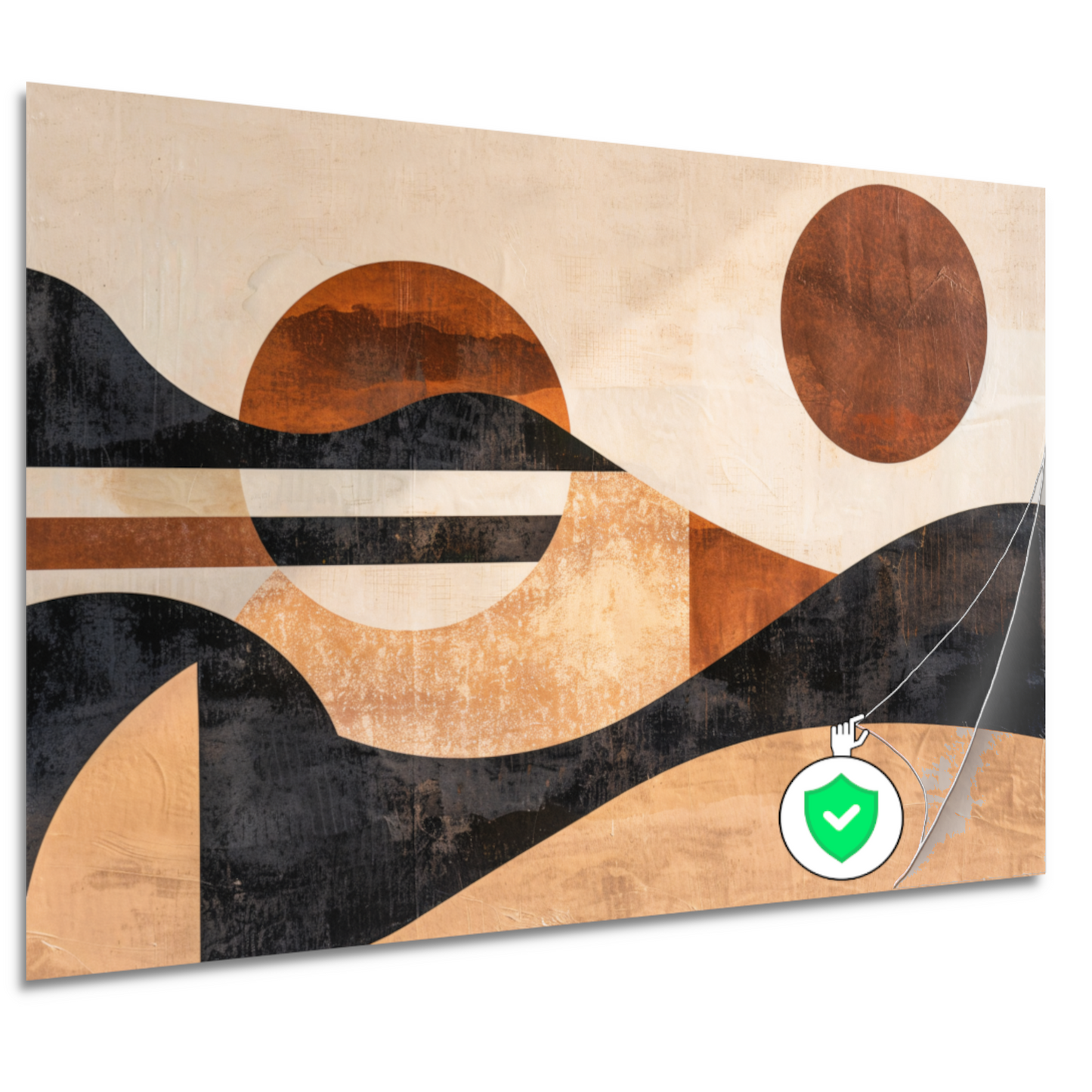 Zonsondergang in abstracte geolandscapes poster