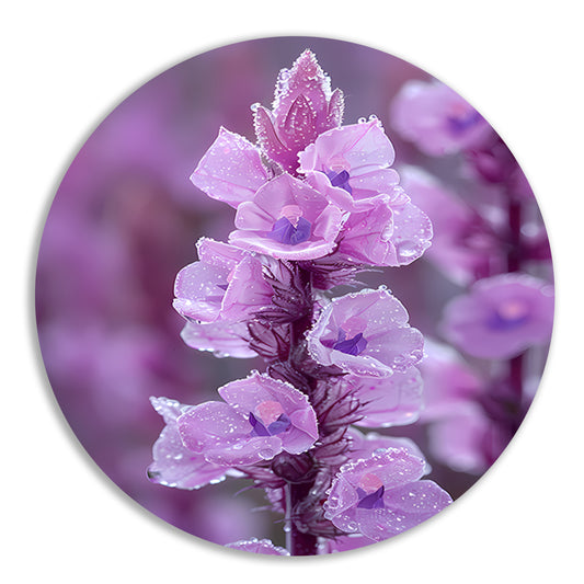 HyperRealistisch bloem met dauwdruppels aluminium muurcirkel