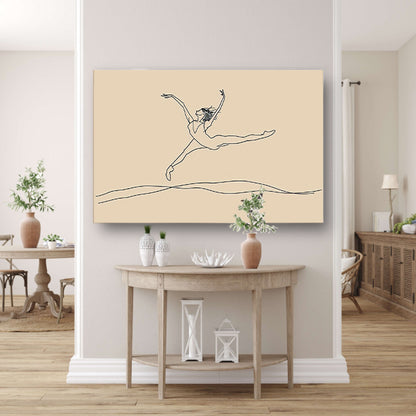 Elegante danser in minimalistische lijntekening   poster