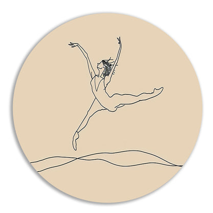Elegante danser in minimalistische lijntekening   forex muurcirkel