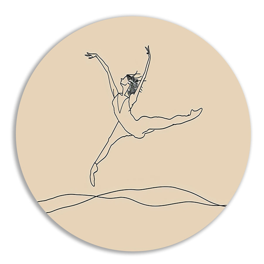 Elegante danser in minimalistische lijntekening   forex muurcirkel