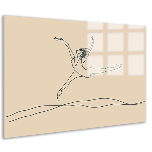 Elegante danser in minimalistische lijntekening   acrylglas