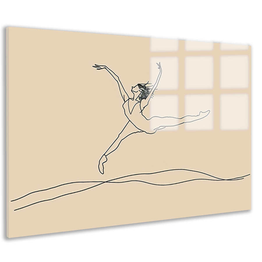 Elegante danser in minimalistische lijntekening   acrylglas