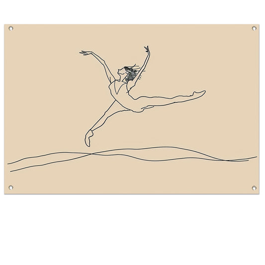 Elegante danser in minimalistische lijntekening   tuinposter