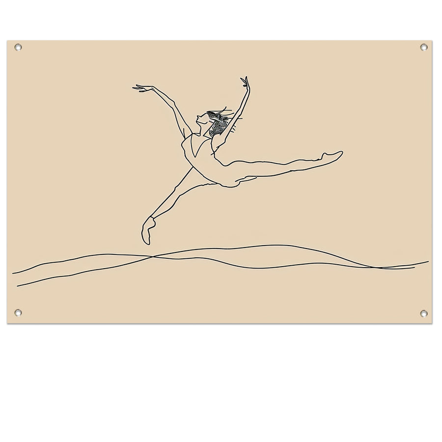 Elegante danser in minimalistische lijntekening   tuinposter