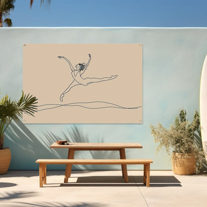 Elegante danser in minimalistische lijntekening   tuinposter
