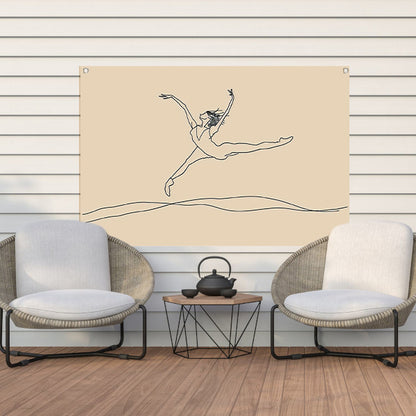 Elegante danser in minimalistische lijntekening   tuinposter