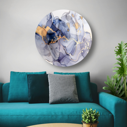Abstracte Schoonheid met Gouden Lijnen aluminium muurcirkel