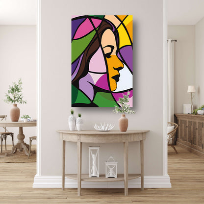 Abstract kleurrijk portret van een vrouw acrylglas