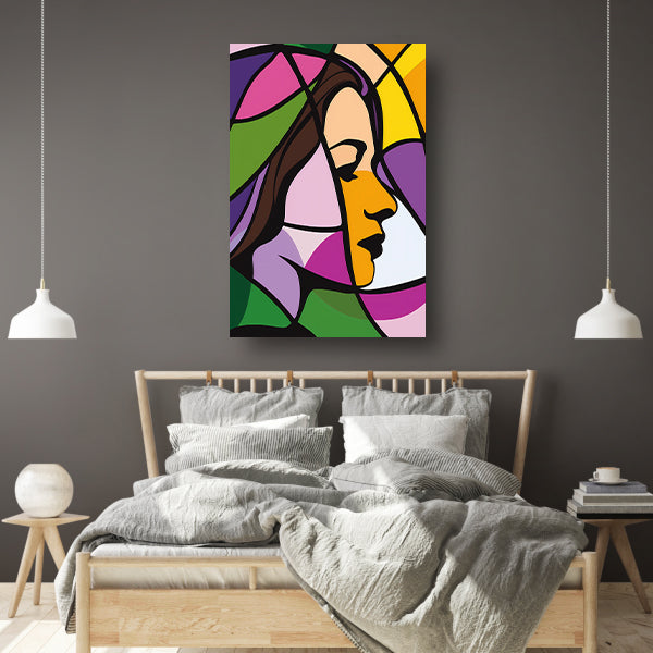 Abstract kleurrijk portret van een vrouw acrylglas