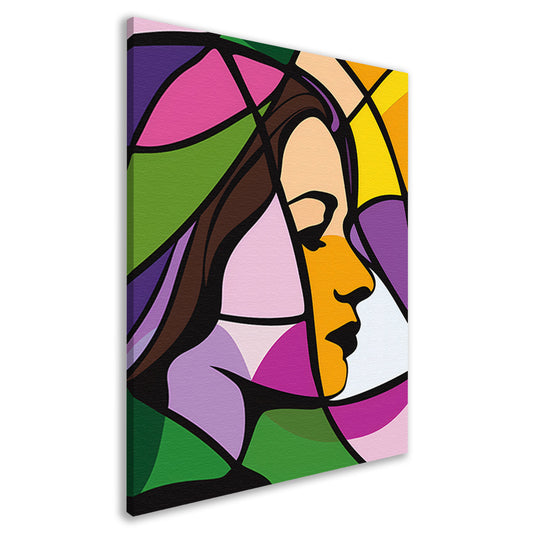 Abstract kleurrijk portret van een vrouw canvas