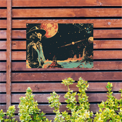 Astronaut in Ruimte met Rode Planetaire Achtergrond tuinposter