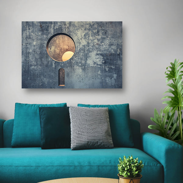 Zonsondergang gezien door een sleutelgat canvas