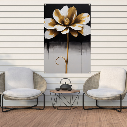 Abstract Golden Sepia Floral Art Piece tuinposter