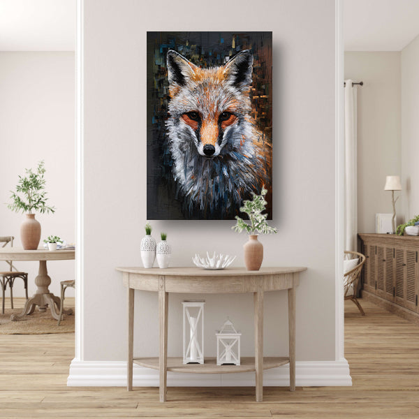Abstracte Expressie van een Kleurrijke Vos canvas met baklijst