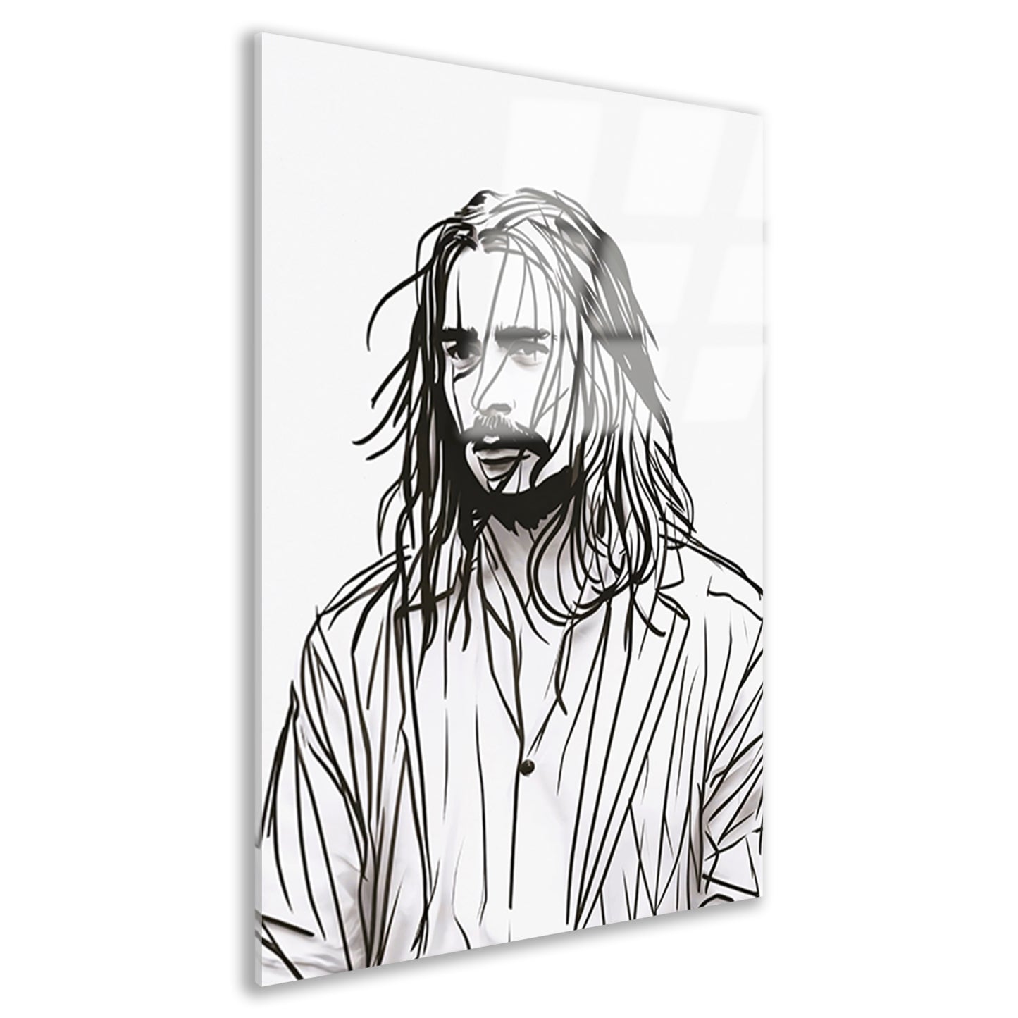 Abstract portret met zwart-witte lijnen acrylglas