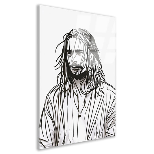 Abstract portret met zwart-witte lijnen acrylglas