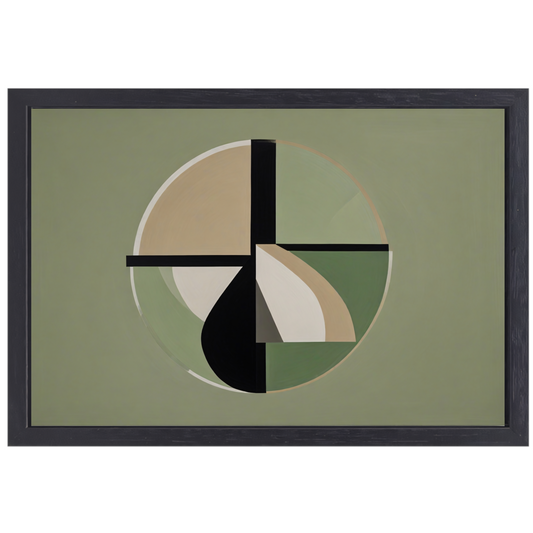 Geometrische abstractie in monochrome tinten canvas met baklijst