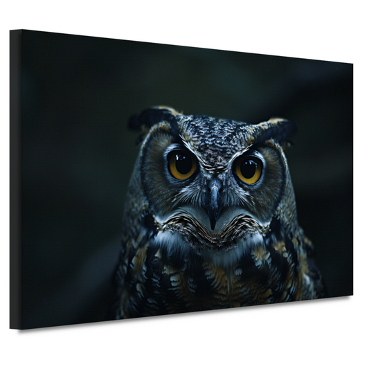Nachtuil met doordringende gele ogen canvas