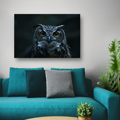 Nachtuil met doordringende gele ogen canvas