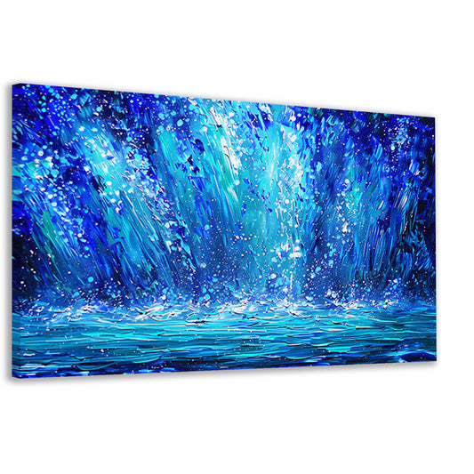 Dynamische abstracte waterval in blauwe tinten canvas