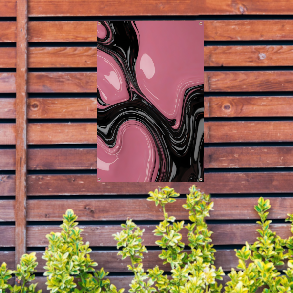 Roze en Zwart Dynamisch Abstract Ontwerp tuinposter