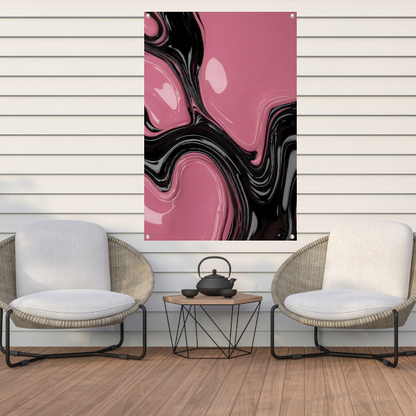 Roze en Zwart Dynamisch Abstract Ontwerp tuinposter