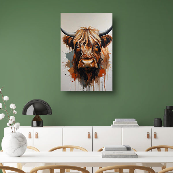 Abstracte Highland Koe in Kleurrijke Stijl poster