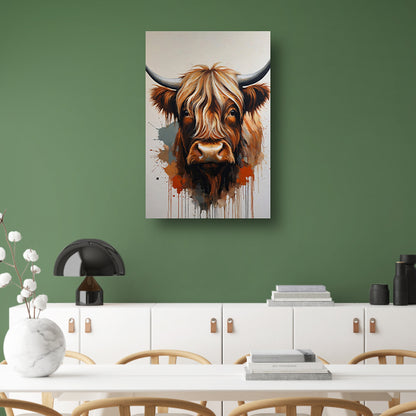 Abstracte Highland Koe in Kleurrijke Stijl poster